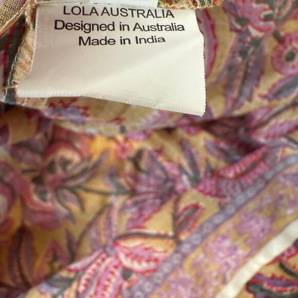 Lola Australia Pacific Dress Malta Pink Yellow Floral Boho Midi XS - Picture 13 of 15